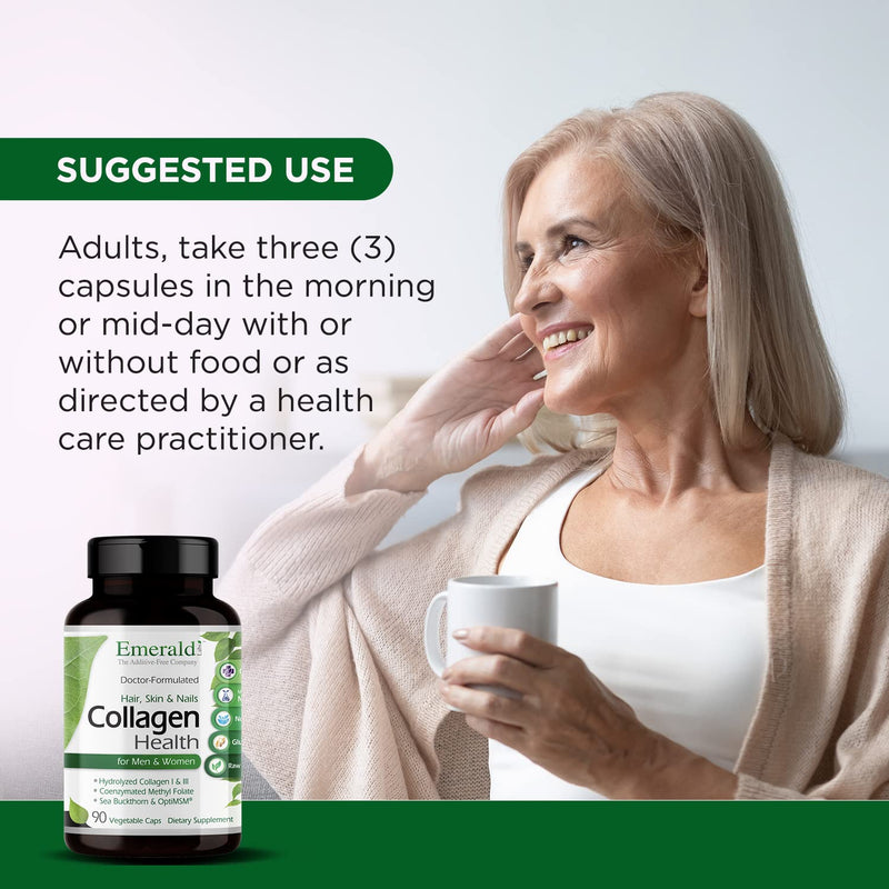 EMERALD LABS Collagen Health, 90 Vegetable Capsules (30-Day Supply) | Hydrolyzed Collagen for Healthy Hair, Skin & Nails with Saw Palmetto & Beta-Sitosterol, Supports Immune & Adrenal Health*