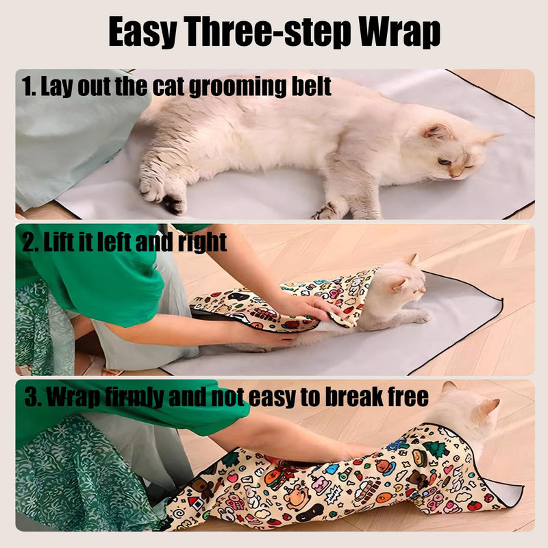 Cat Grooming Wrap,Cat Restraints for Grooming,Self-Adherent Soft Cat Blanket to Wrap,Prevent Cats from Escaping/Scratching/Biting(21.7 x 21.7 inches for Cats up to 20 pounds) - BeesActive Australia