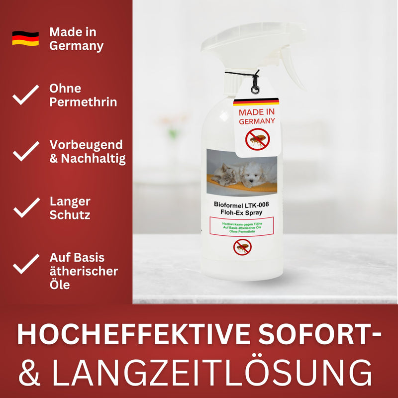 Biodelta Anti Flea Spray for Dogs and Cats - Flea-Ex Environmental Spray Pet Dog Fleas Fight Cat Fleas in Acute Infestation & Preventive - Flea Spray Apartment Furniture Bed - Highly Effective (500ml) 500ml - BeesActive Australia