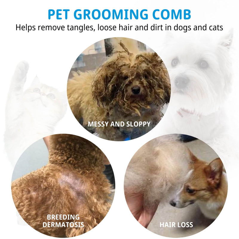 Pet Steel Combs Dog Cat Comb Tool, Dandruff Comb, Multifunction Stainless-Steel Fine-Tooth Grooming Comb Cat Dog Pet Grooming Scalp Effectively Get Rid of Hair Nits (Grooming Comb) - BeesActive Australia
