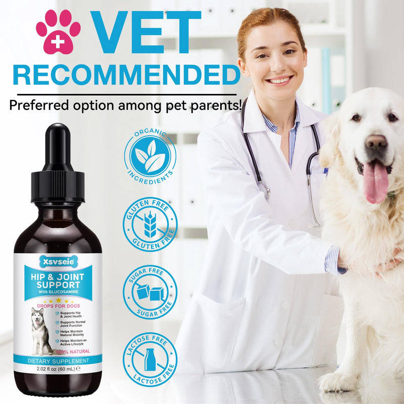 Joint Supplements for Dogs, Pain Relief for Dogs, Dog Joint Supplements for Senior Dogs, Chondroitin Drops for Dogs, Hip & Joint Glucosamine Drops for Dogs, Mobility Pain Relief, Natural Formula, 60ML
