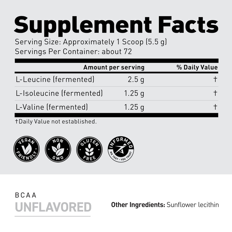 BCAA Powder, Kaged BCAAs Amino Acids, Fermented, Plant Based & Vegan Friendly Branched Chain Amino Acid, 5g BCAA Unflavored, Amino Acid Supplements for Men, 72 Servings