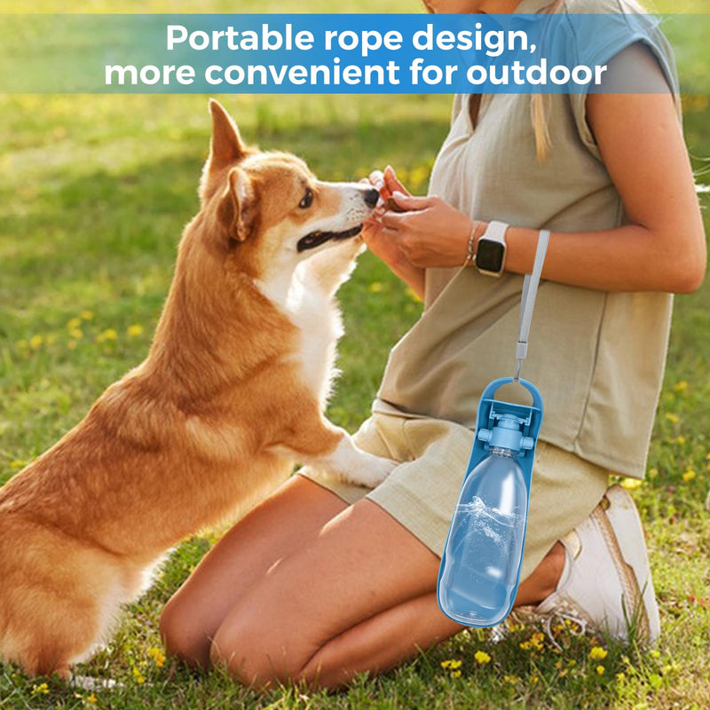 19oz Dog Water Bottle, Collapsible Dog Travel Water Bottle, Portable Dog Water Dispenser with Foldable Drinking Cup Bowl for Walking, Hiking, Lightweight, Leak-Proof, BPA Free, Blue A-Blue - BeesActive Australia