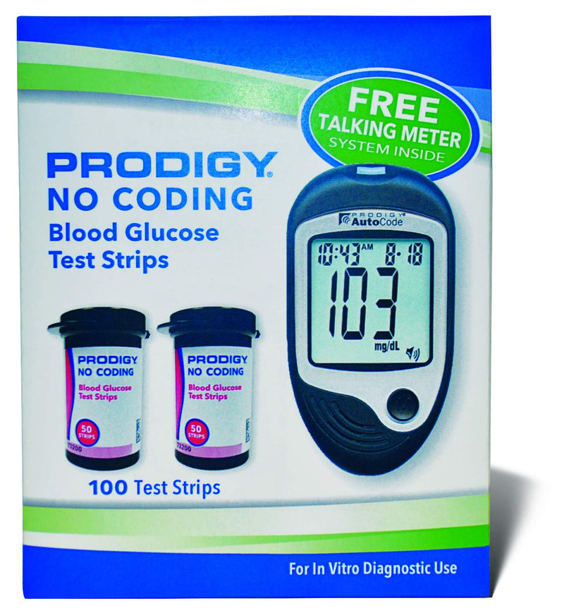 Prodigy Glucose Monitor Kit - Includes Prodigy Meter, 100ct test strips, 10ct Lancets, Lancing device, Carrying Case, Log Book - BeesActive Australia