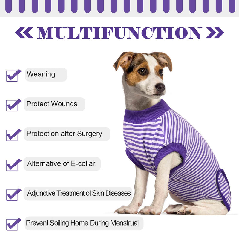 Hjumarayan Dog Bodysuit after Surgery - Dog Bodysuit after Castration Male Breathable Surgery Body Dog Castration Female Dog with Velcro Dog Body Surgery Female Alternative to the Annoying Neck Brace, Purple Striped M - BeesActive Australia