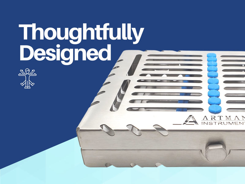 ARTMAN INSTRUMENTS Heavy Duty Sterilization Cassette Tray for 10 Instruments Rack Premium Design Dental Surgical lab 7.25"X5.75"X1.4" - BeesActive Australia