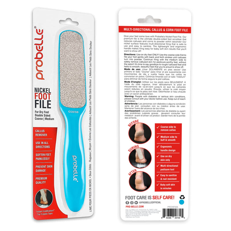 Probelle Double Sided Multidirectional Nickel Foot File Callus Remover - Immediately Reduces calluses and Corns to Powder for Instant Results, Safe Tool (Blue) Blue - BeesActive Australia