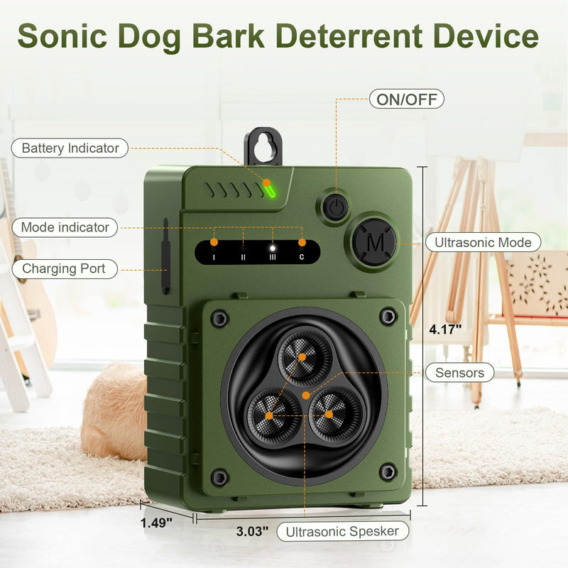 Anti Barking Device, Auto Ultrasonic Dog Barking Control Devices with 3 Modes, Rechargeable Dog Bark Deterrent Devices Bark Box for Outdoor/Indoor Dog Use, Dog Barking Silencer Safe for Dogs & People