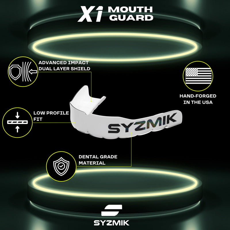 X1 Sports Mouth Guard - Football Mouthguard for Youth & Adults, Shock-Absorbing EVA Boil & Bite Protection for Football, Rugby, Hockey & Lacrosse - White - BeesActive Australia