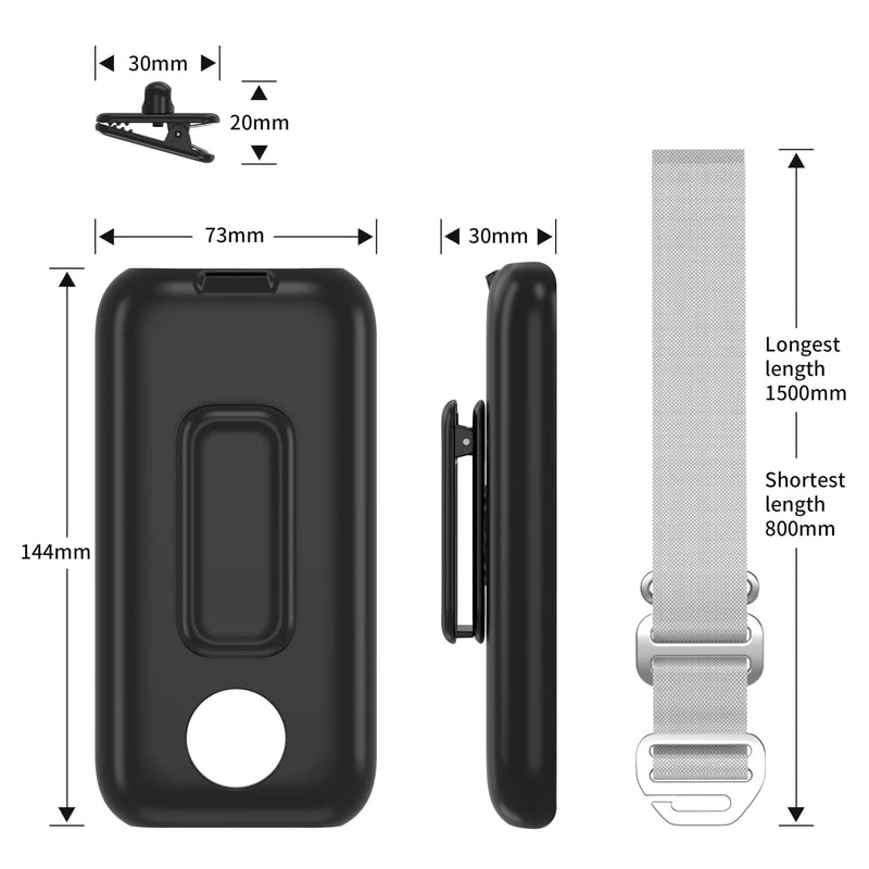 Battery Holder for Apple Vision Pro,Portable Vision Pro Battery Case with 360° Rotatable Belt Clip and Cross-Body Strap. (Black) Black - BeesActive Australia