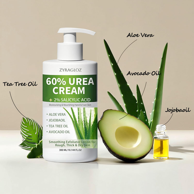 60% Urea Cream with 2% Salicylic Acid, Urea Cream 60 Percent for Feet & Hands, Maximum Strength Moisturizer Foot Lotion for Dry Cracked Heels Feet Knees Elbows Hands, Callus Remover, 10.1 fl oz - BeesActive Australia