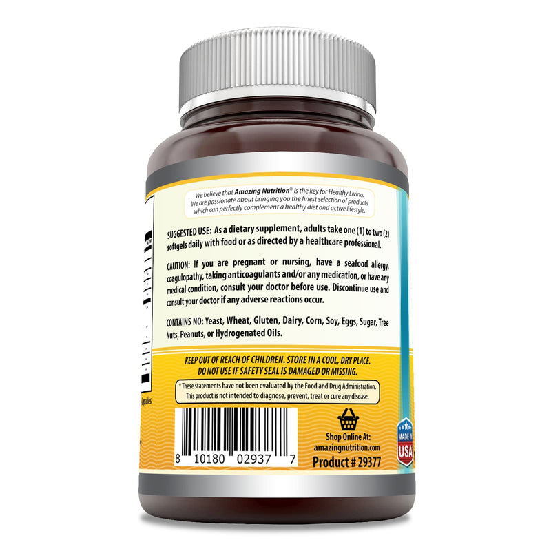 Amazing Omega Norwegian Cod Liver Oil 1250 Mg Softgels Supplement | Omega-3, EPA, DHA, Vitamin A, Vitamin D & Vitamin E (Lemon | 120 Count) Lemon | 120 Count
