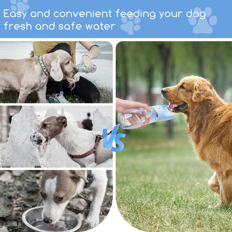 Nobleza Dog Water Bottle, Leak Proof Portable Pet Water Bottle Dispenser BPA-Free Puppy Water Bottle for Outdoor Walking, Hiking, Travel, Food Grade Plastic (12.8oz, Blue) 12.8 OZ - BeesActive Australia