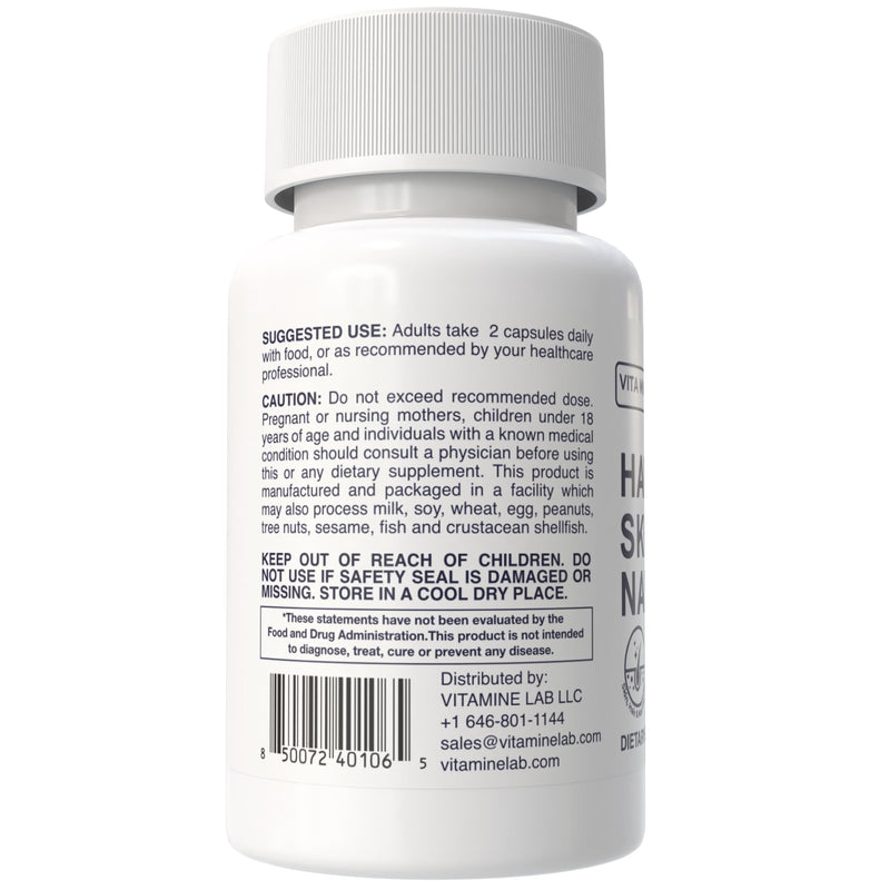 Hair, Skin & Nails Pro - Biotin + Vitamin C + Vitamin E | Supports Healthy Hair Growth, Glowing Skin & Strong Nails | Halal, Gluten-Free, Certified Vegan, Made in USA, 60 Vegan Capsules