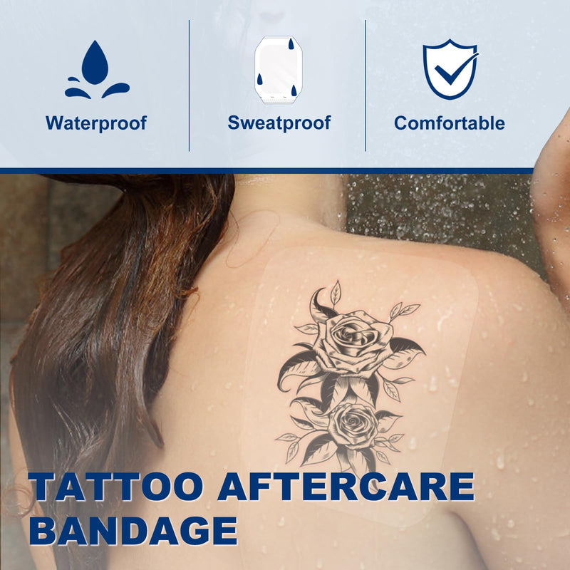 Transparent Film Dressing 6'' x 8'', 20 Packs Waterproof Wound Bandage Adhesive Patches, Wound Cover Patches for Post Surgical Shower, IV Shield, Tattoo Aftercare Bandage 6"x 8"(20 PCS) - BeesActive Australia