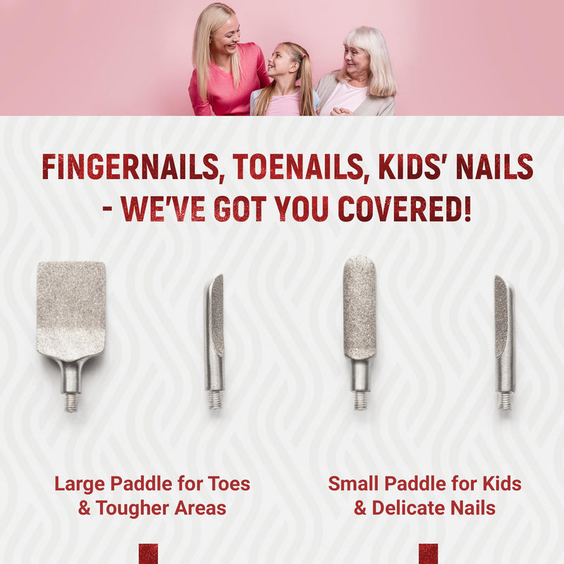 Nail Care & Cuticle Remover Tool with Interchangeable Attachments, At Home or Travel Ready, Gentle Cuticle & Hangnail Grooming for Finger Nails & Toe Nails