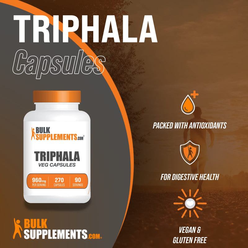 BulkSupplements.com Triphala Capsules - Herbal Supplements - Triphala Supplement - Triphala Pills - Amalaki, Bibhitaki and Harataki Blend - 3 Triphala Capsules per Serving (270 Veg Capsules) - BeesActive Australia