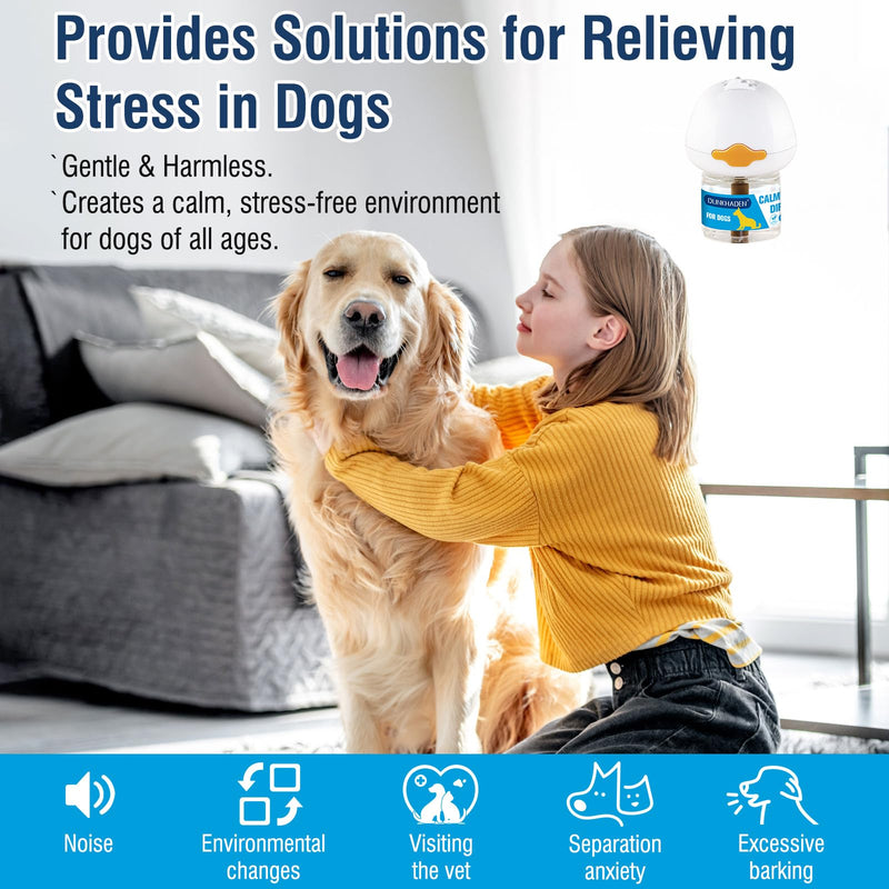 Dog Calming Pheromone Diffuser for Relief Anxiety, Reducing Barking, Attacks and Combating Stress & 3 in 1 Calming Diffuser for Dogs 48ML 2 Refills Fit All Dogs - PawsPlanet Australia