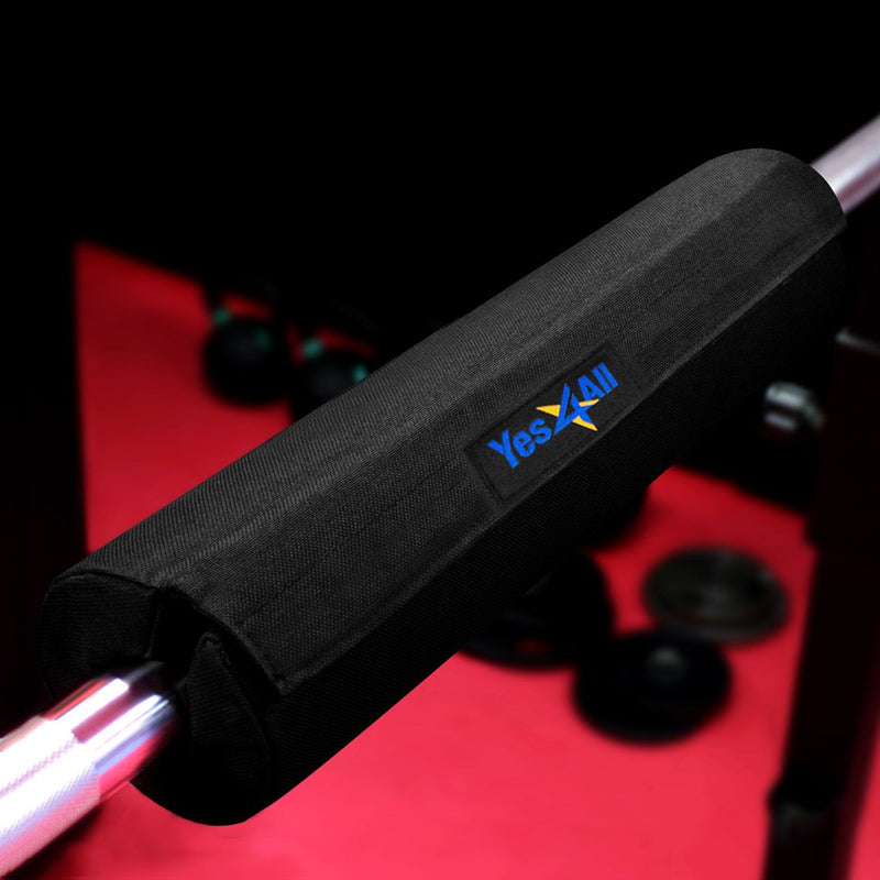 Yes4All Barbell Thick Foam Nylon Pad, Neck Shoulder Protective Pad For Lunges, Squats And Hip Thrust Fit Standard Olympic Bar Set 2 Black