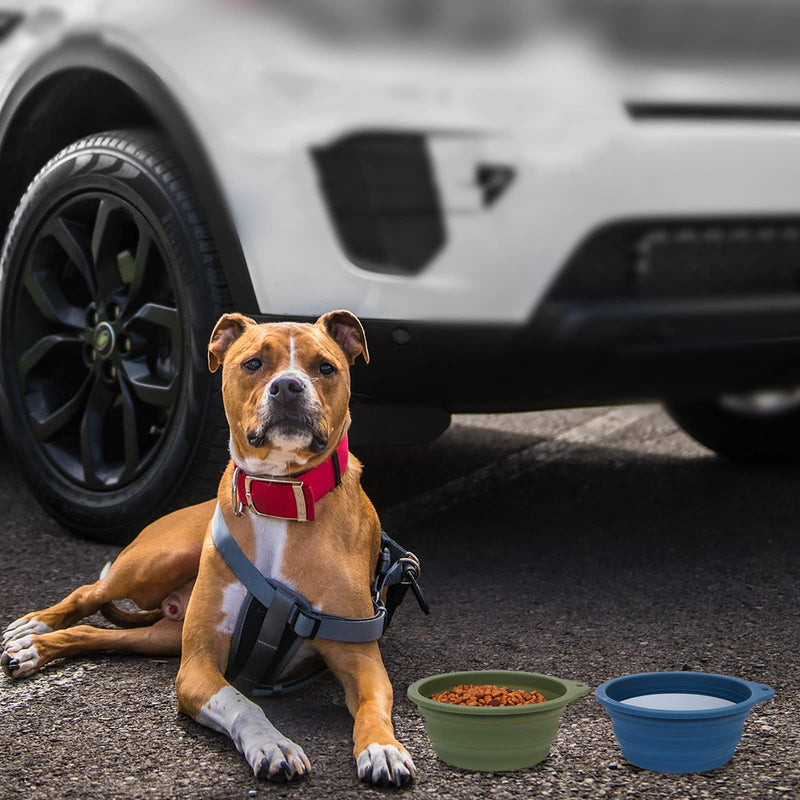 SLSON 2Pack Collapsible Dog Bowl,Integrated Molding Travel Bowl No Plastic Rim Pet Feeding Bowls for Walking Traveling Outdoors,600ML (Navy Blue+Dark Green) Navy Blue+Dark Green - BeesActive Australia
