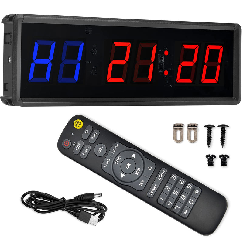 Gym Timer 1.5" LED Interval Timer Workout Timer Clock Stopwatch Timer Count Down/Up with Remote, Home Gym Garage Fitness with Buzzer,Digital Interval Training Timer for Classroom and Outdoor - BeesActive Australia