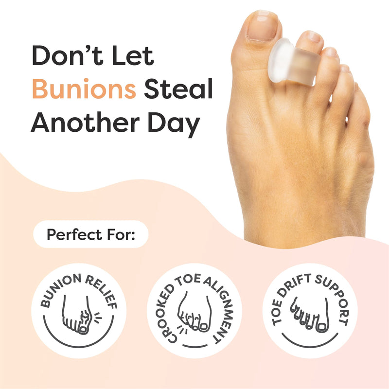 ZenToes Firm Gel Toe Separators for Overlapping Toes, Bunions, Big Toe Alignment, Corrector and Spacer, Strong Support - 4 Pack (Firm Frosted Clear) Firm Frosted Clear - BeesActive Australia