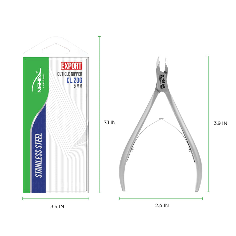 NGHIA Professional Cuticle Nipper CL-206 | Stainless Steel (5MM) | Salon Quality & Surgical Grade | Precision Cuticle Trimmer 5MM