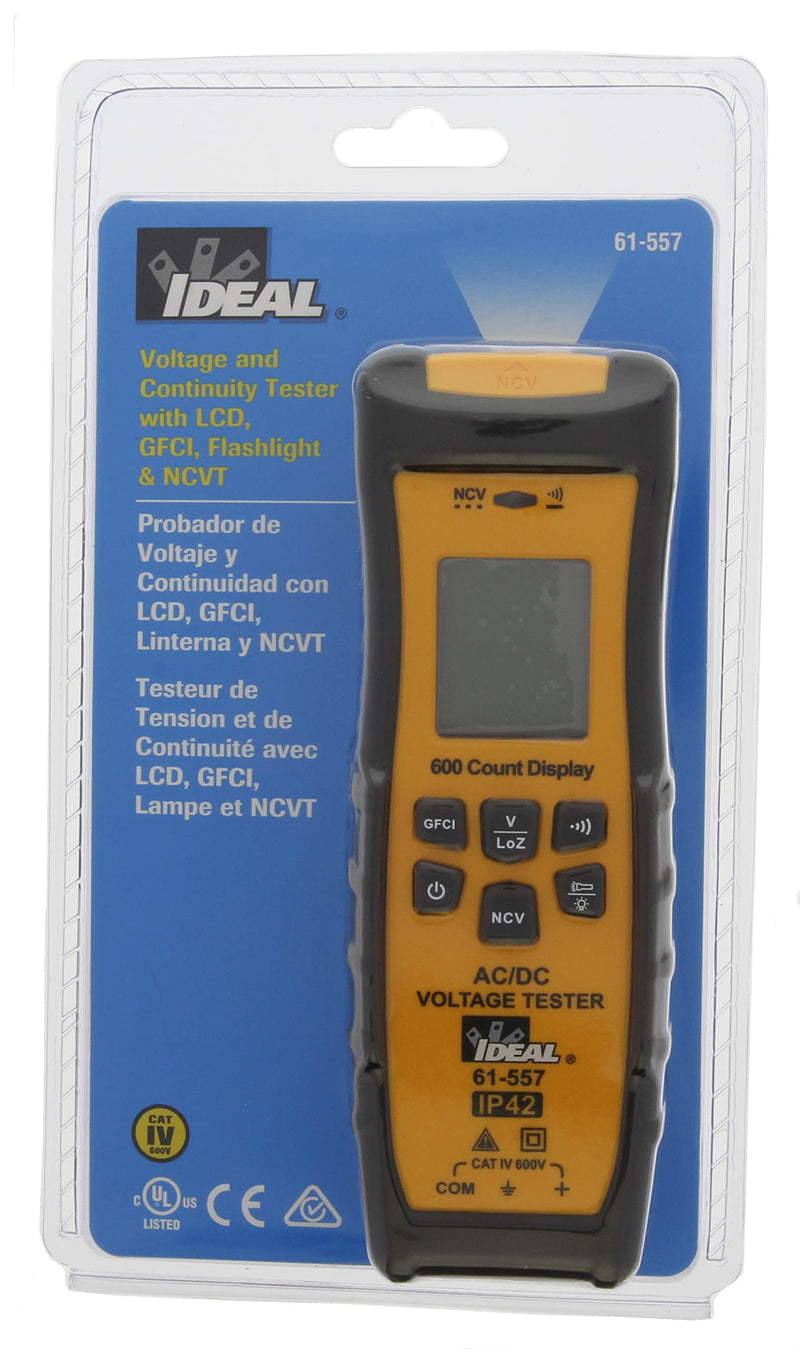 Ideal Electrical 61-557 Voltage and Continuity Tester w/LCD,GFCI,Flashlit and NCVT