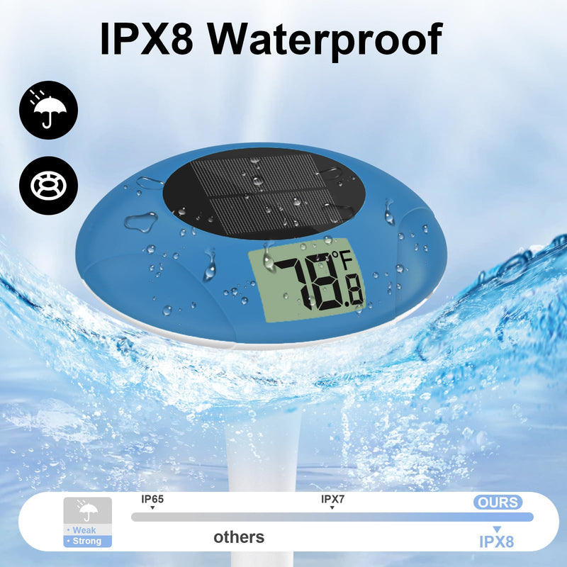 Digital Pool Thermometer Floating Easy Read –Solar Powered Floating Digital Temperature Gauge for Accurate Testing, Big LCD Screen for Easy Reading, °C/°F Display, IPX-8 Waterproof (Navy Blue) Navy Blue - BeesActive Australia