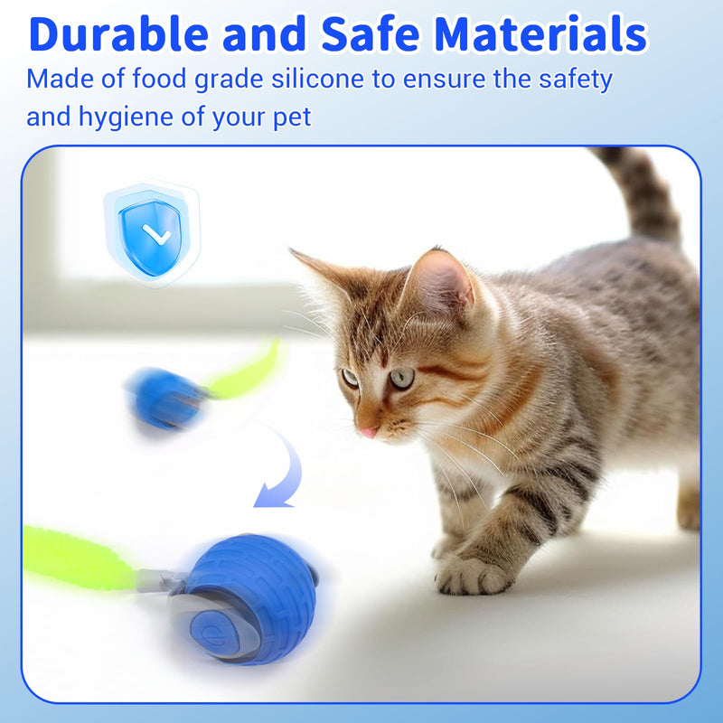 JAKPAK Cat Dog Toys Interactive Dog Cat Toy for Indoor Cats and Dogs with Tail Bird Chirping & Fast Move On Carpet Automatic Cat Dog Cat Ball Toy for Bored Indoor Cats 2.0 gen(Blue) Blue - BeesActive Australia