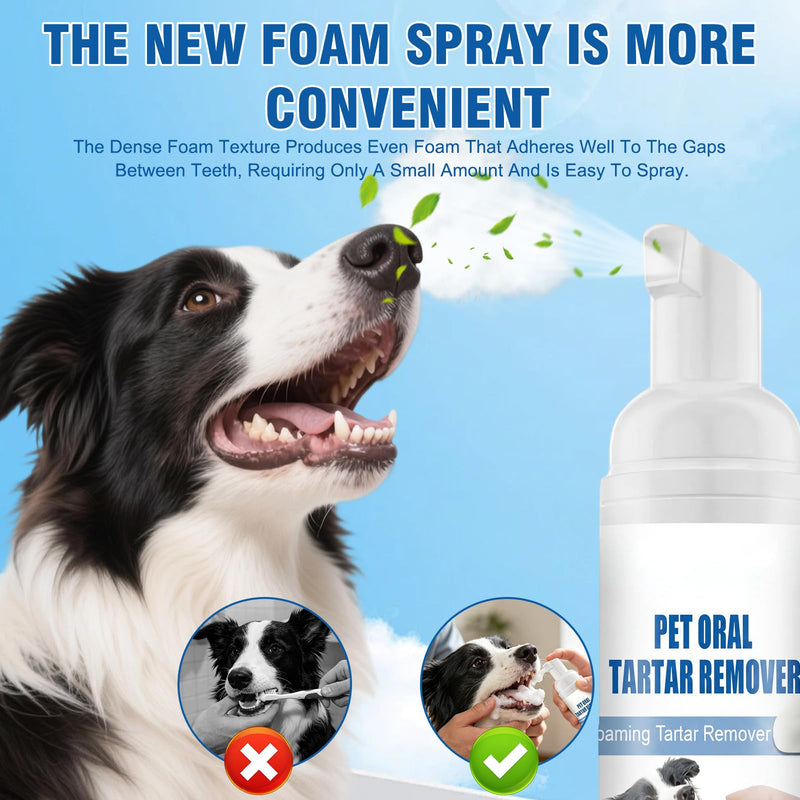 2PCS Pet Oral Tartar Remover Spray, Dental Foaming Care Sprays, Teeth Cleaning & Breath Freshener, Gentle Tartar Support Foam, No Brushing Required