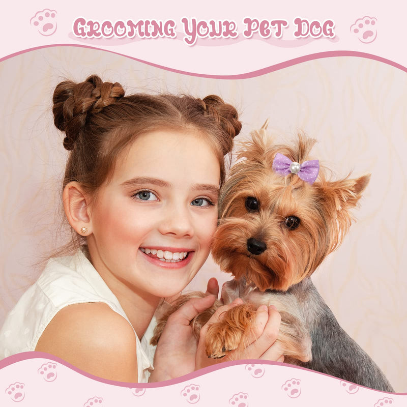 Hanaive 20 Pcs Dog Bows Small Size Dog Dog Hair Bows for Small Dogs Hair Accessories Puppy Hair Bows for Dogs Small Dog Bows with Rubber Bands Handmade Puppy Bows with Pearls for Puppy Pet Dog - BeesActive Australia