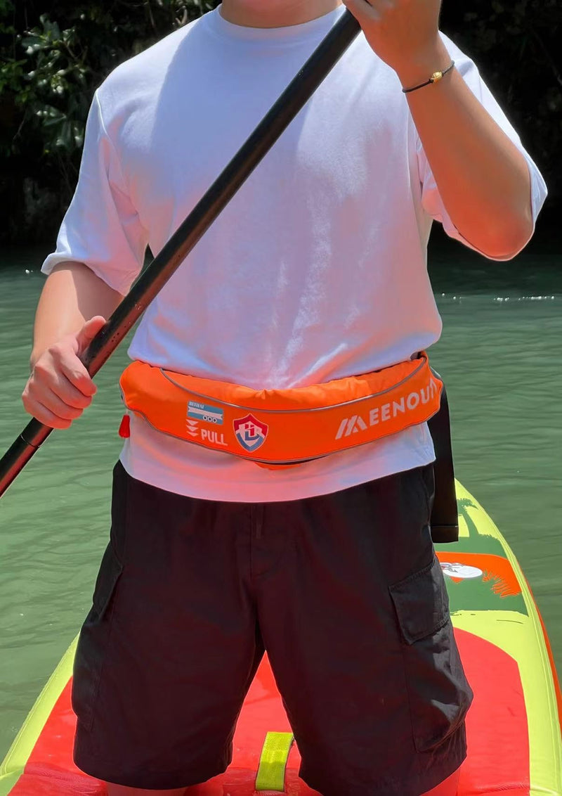 Automatic Inflatable Belt Pack Water Sports Jacket Waist Belt PFD for SUP Paddleboarding Fishing Boating Kayaking（fit 80-330 lbs） (Orange) Orange - BeesActive Australia