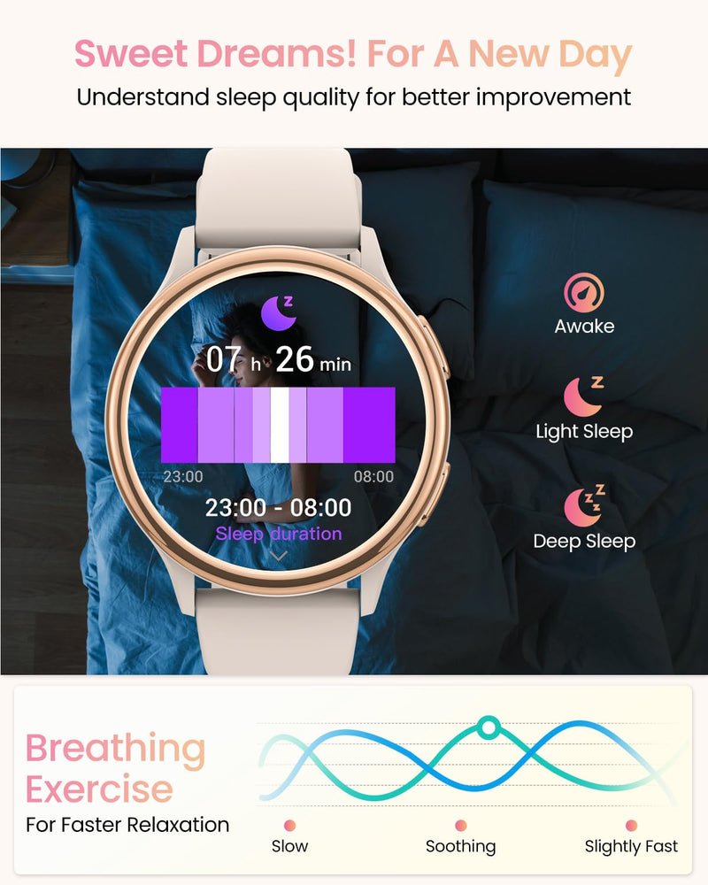 Smart Watches for Women Gifts (Answer/Make Calls) for Android Phones iPhone Compatible, 2024 Christmas Birthday Gifts for Women Men 7/24 Fitness Watches for Women Fitness Tracker for Womens, Pedometer - BeesActive Australia