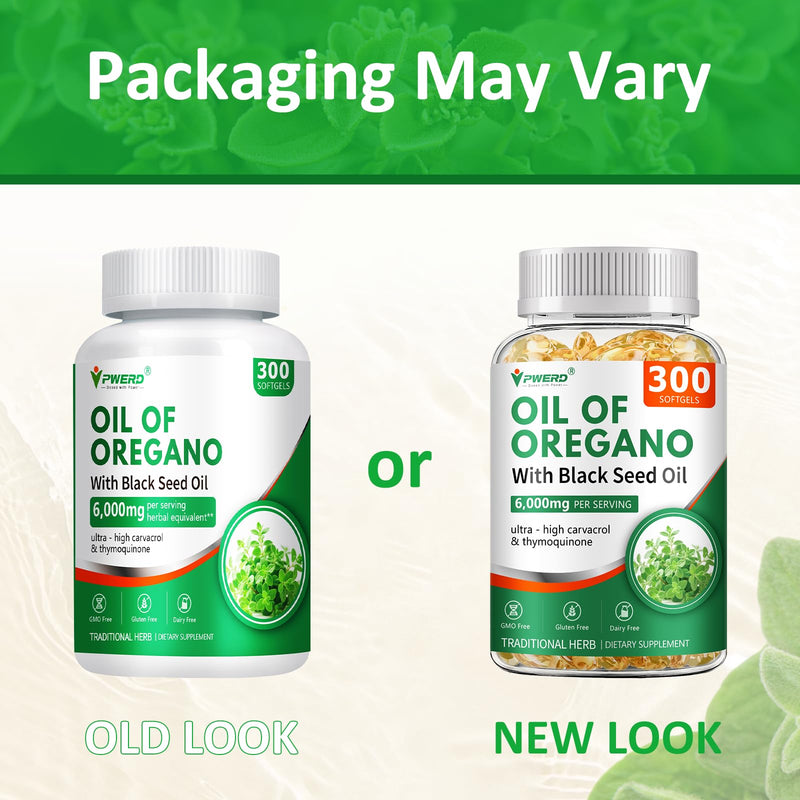 300 Softgels Wild Oregano Oil Capsules Organic Pills of Oregano Softgels Capsules Organic with Black Seed Oil 300 Count (Pack of 1)