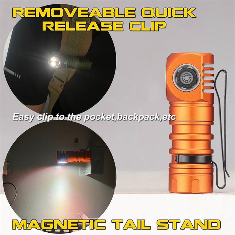 SKILHUNT H200 Mini Headlamp Flashlight,1600 lumens USB Magnetic Rechargeable LED Headlamp,Hands-Free Reliable Angle Ligh for Running Camping Hiking Caving (Orange, H200 Mini 6500K Cool White) Orange - BeesActive Australia