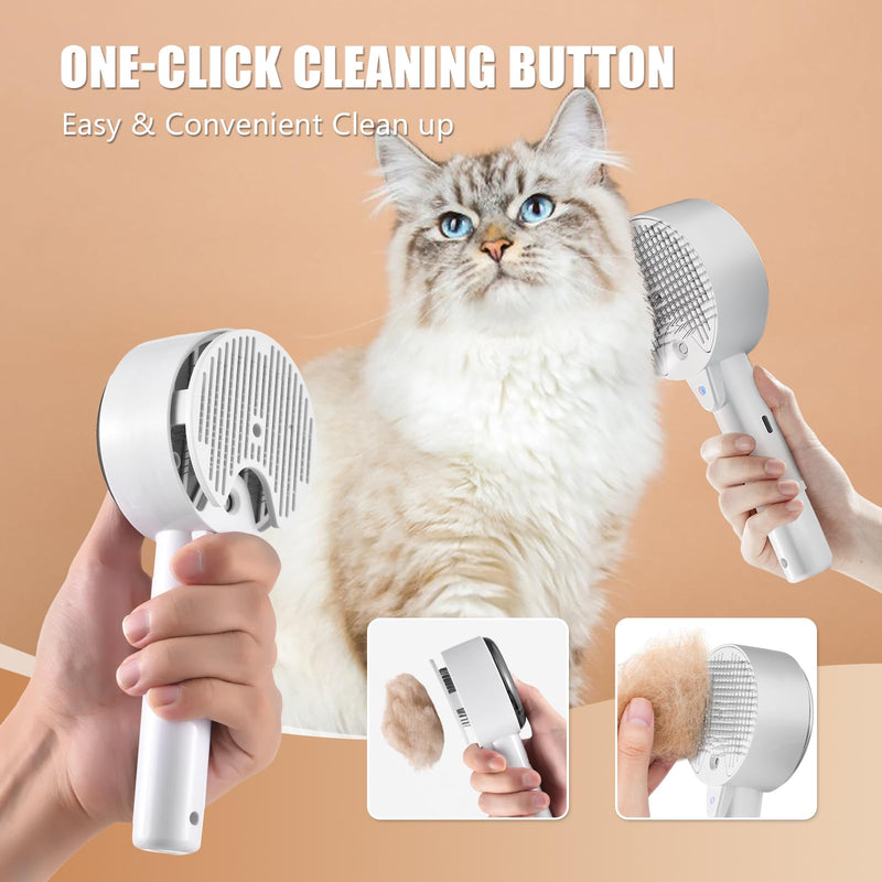Cat Brush with Steam Steam Brush Cat 4 in 1 Multifunctional Cat Brush Cat Steam Brush for Massage, Grooming and Hair Removal Animal Hair Brush Steam Brush with Water Tank and Spray Cat Brush White - BeesActive Australia
