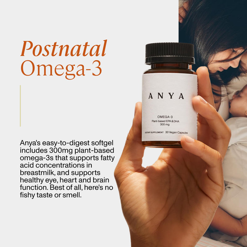 ANYA Vegan Omega-3 with DHA & EPA, 300 mg, Non-GMO Supplement | 300 mg DHA & EPA omega-3 supplement. Vegan, non-GMO, gluten-, soy-, and dairy-free with clean ingredients Omega 3