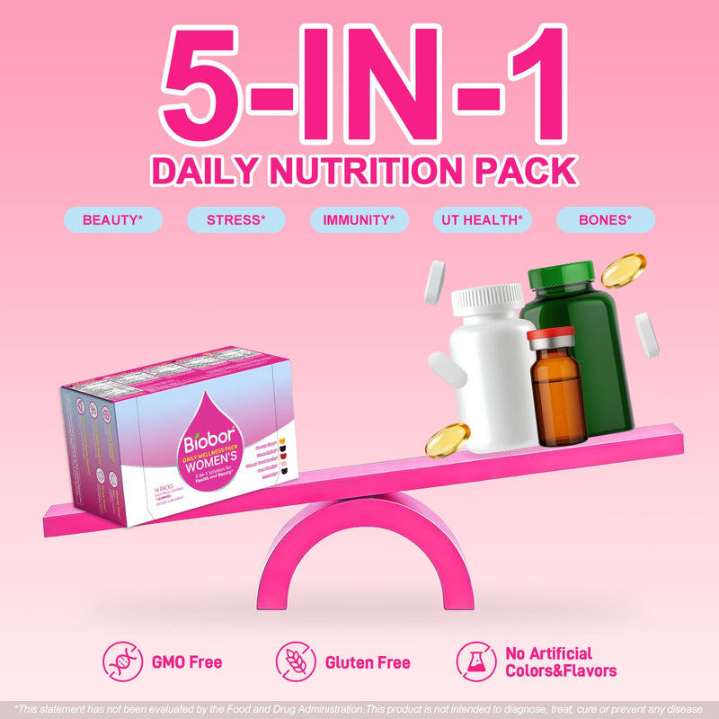 Biobor Women's 30+ Daily Multivitamin Gummy Pack, 14-Day Supply | Daily Wellness Gummies for Beauty, Mood, Urinary Tract, Bone and Immune Support with Collagen, Biotin, Cranberry and D3 + K2 WOMEN Mixed 70 Count (Pack of 1)