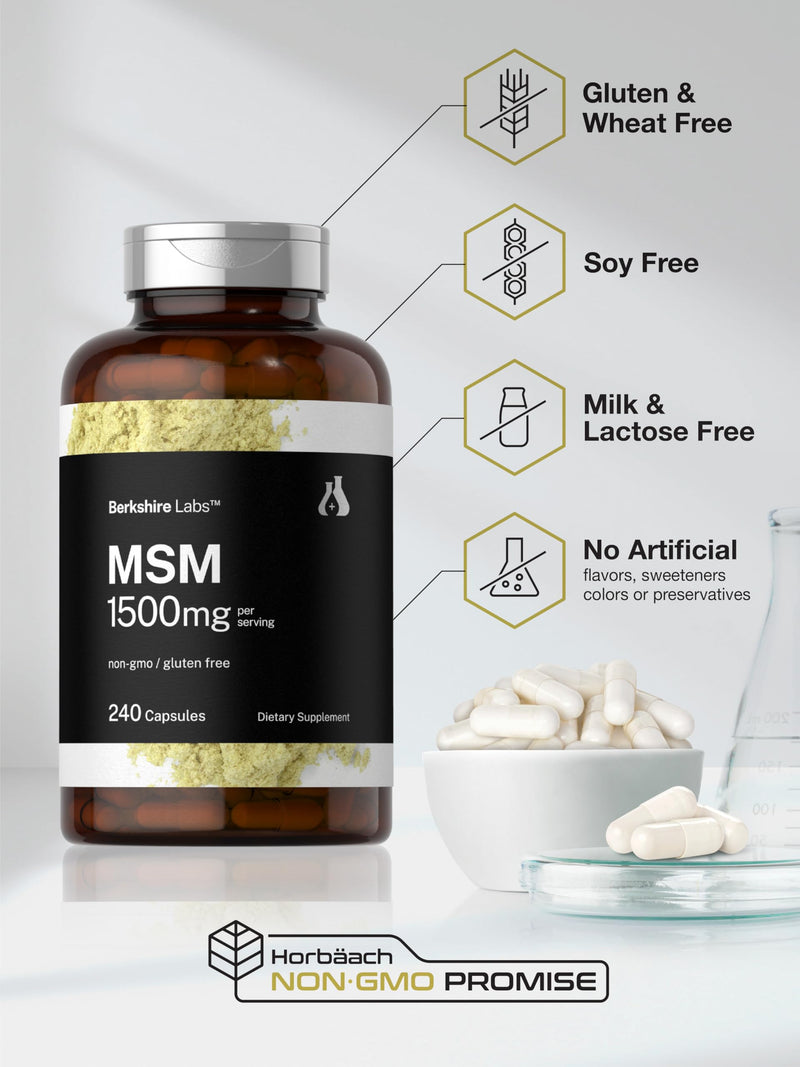 Horb√§ach MSM Capsules 1500mg | 240 Count | Non-GMO, Gluten Free Supplement | Berkshire Labs - BeesActive Australia