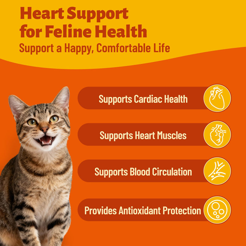 Cat Cardio Bites - 15% Taurine for Cats with CoQ10, L-Carnitine & Fish Oil - Immune & Heart Support, Cardiovascular & Vision Health, for All Breeds Including Kittens & Senior Cats, 7.76 oz