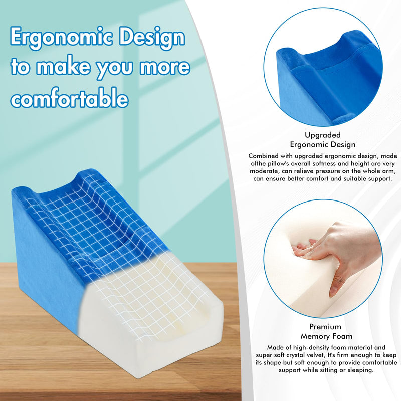 Arm Elevation Pillow with 2 Pockets, Arm Wedge Elevation Pillow Excellent, Ergonomic Elbow Support Pillow for Sleeping Arm Pads Elbow Pillow with Removable Pillow Case-Blue - BeesActive Australia