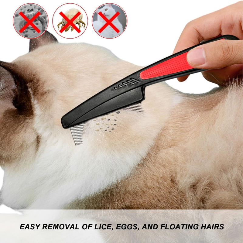 Flea Comb for Dogs & Cats, Stainless Steel Lice Comb, Fine Teeth Pet Comb, Professional Scalp Care Tool, Prongs for Gentle Grooming, for Adult Pet - BeesActive Australia