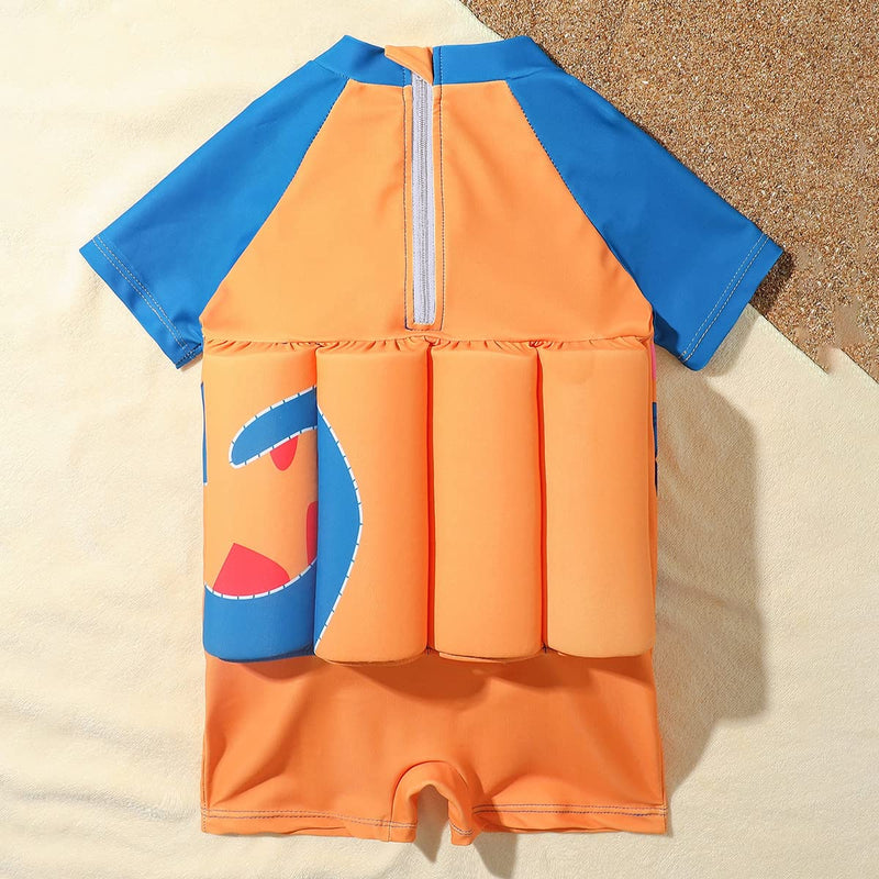 Toddler One-Piece Swimsuit Beach Sport Summer Swimwear Hawaiian Floral Bathing Suit for Girls Boys Orange - Short Sleeve 18-24 Months