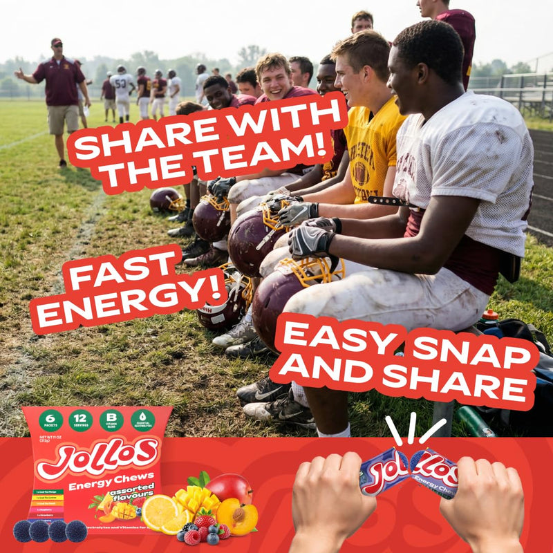 Energy Chews with Electrolytes & B Vitamins - 6 Pack - Multi Flavors | Fast-acting energy with electrolytes & B vitamins. Mixed fruit & iced tea flavors. Vegan, gluten free, no artificial flavors. Peach Lemon Mango Strawberry Raspberry Blueberry