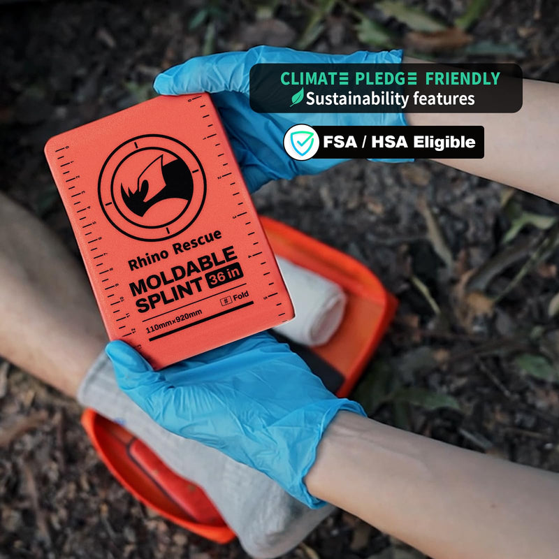 RHINO RESCUE First Aid Splint 36" X 4.3" Orange-Gray, Keep Bones in Position (6, Splint Bundle) Bundle Kit
