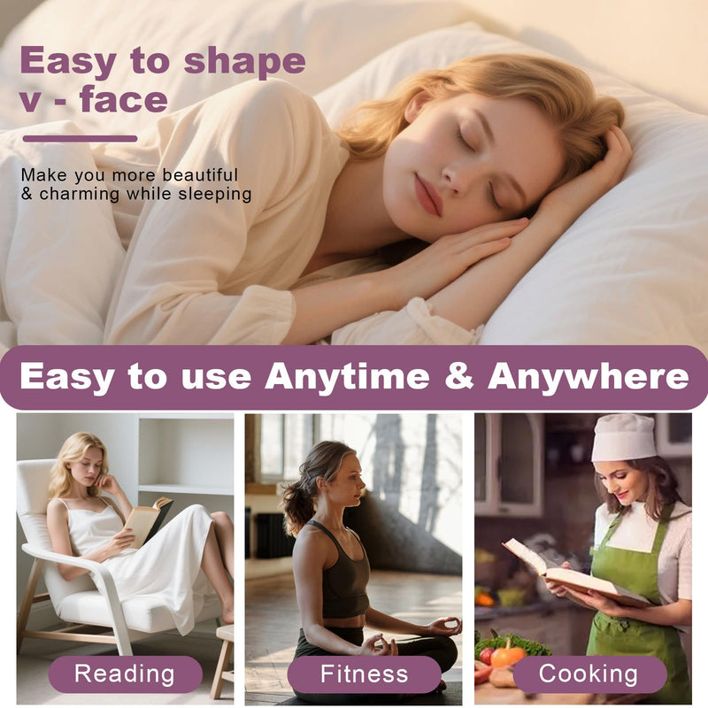 Reusable V Line Lifting Mask, Chin Up Mask V Shaped for Double Chin Reducer for Women, Double Chin for Women, Neck Lift Tape Jaw Exerciser Shaper, V Shaped Face Mask- Purple