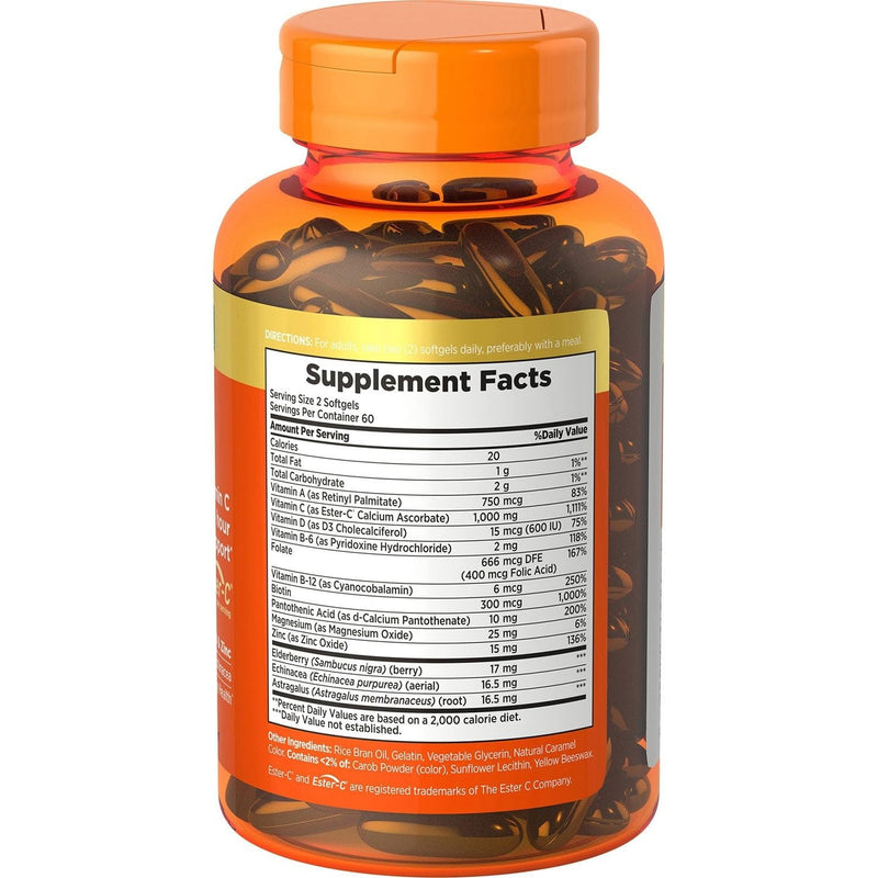 Nature’s Bounty Immune 24 Hour Immune Support Softgels, 1000mg Vitamin C, 120 Ct