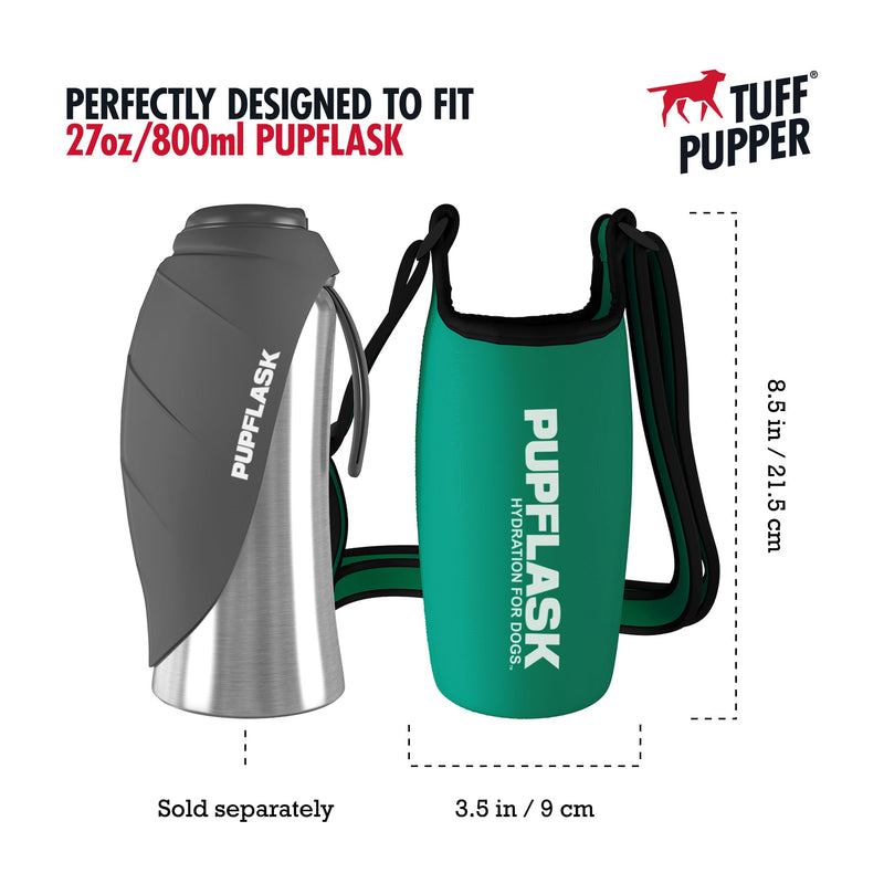 Tuff Pupper PupFlask Insulated Neoprene Dog Water Bottle Holder Sling with Wide Adjustable Shoulder Strap, Great for Travel, Walking, Hiking, Portable Pet Water Bottle Holder (27 OZ, Quetzal Green) 27 OZ - BeesActive Australia