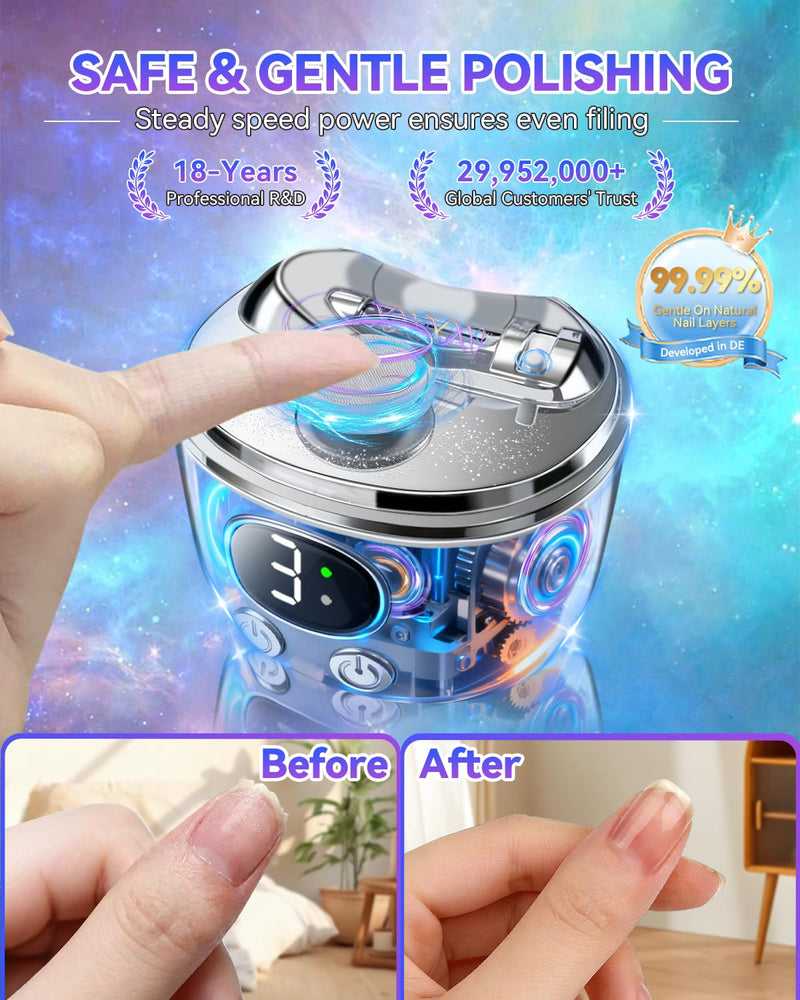 2026 Pro 6.0 Upgraded Electric Nail Clipper【Top1 German Motor +56% Power】【3 Speeds & Double Mouth Blade】【LED Light & Magnifier Assistance】Clear Vision, Precise Trimming (Suitable for Families,Seniors) Gray